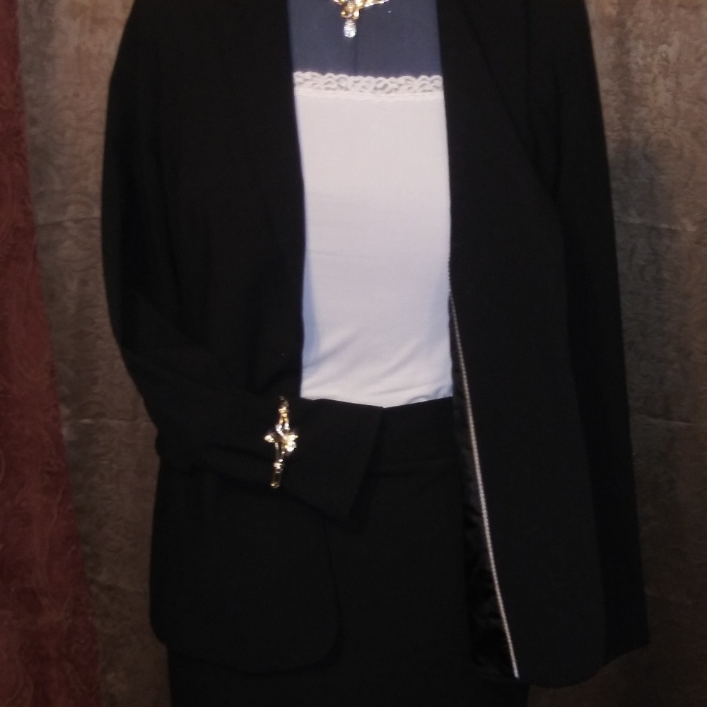 Calvin Klein Black Power Suit w/ 1-button jacket